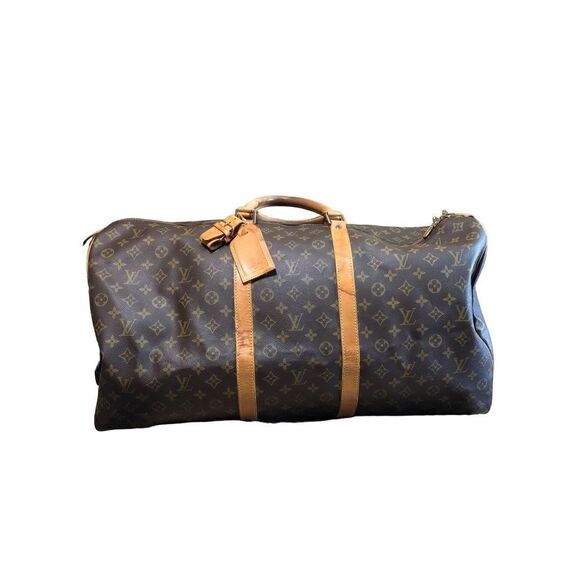 Louis Vuitton Monogram Keepall 60 Travel Duffle with Luggage Tag - Picture 1 of 16